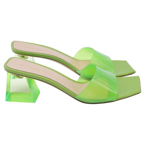 Gianvito Rossi Shoes - Gianvito Rossi Cosmic Square Sandals in Green Polyurethane